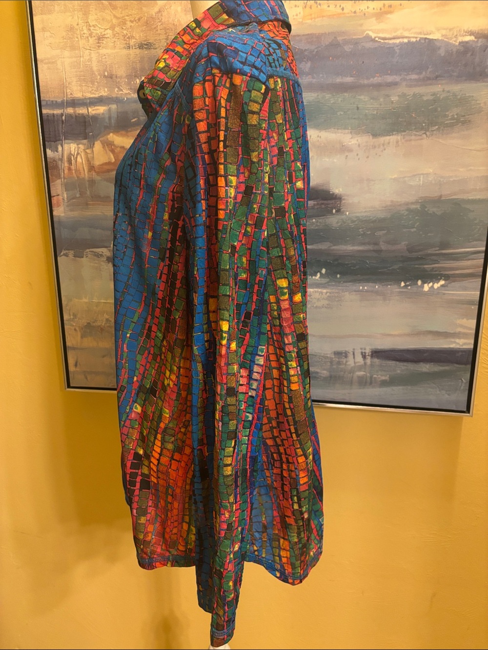 SNO SKINS Multicolor Button-Down Tunic Shirt - Blue, Red, Green, Yellow - Picture 2 of 5